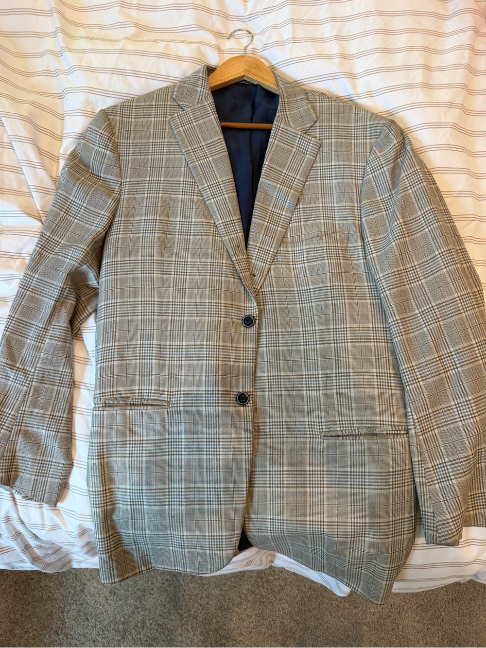 Isaia Men's Plaid Blazer in Beige and Gray